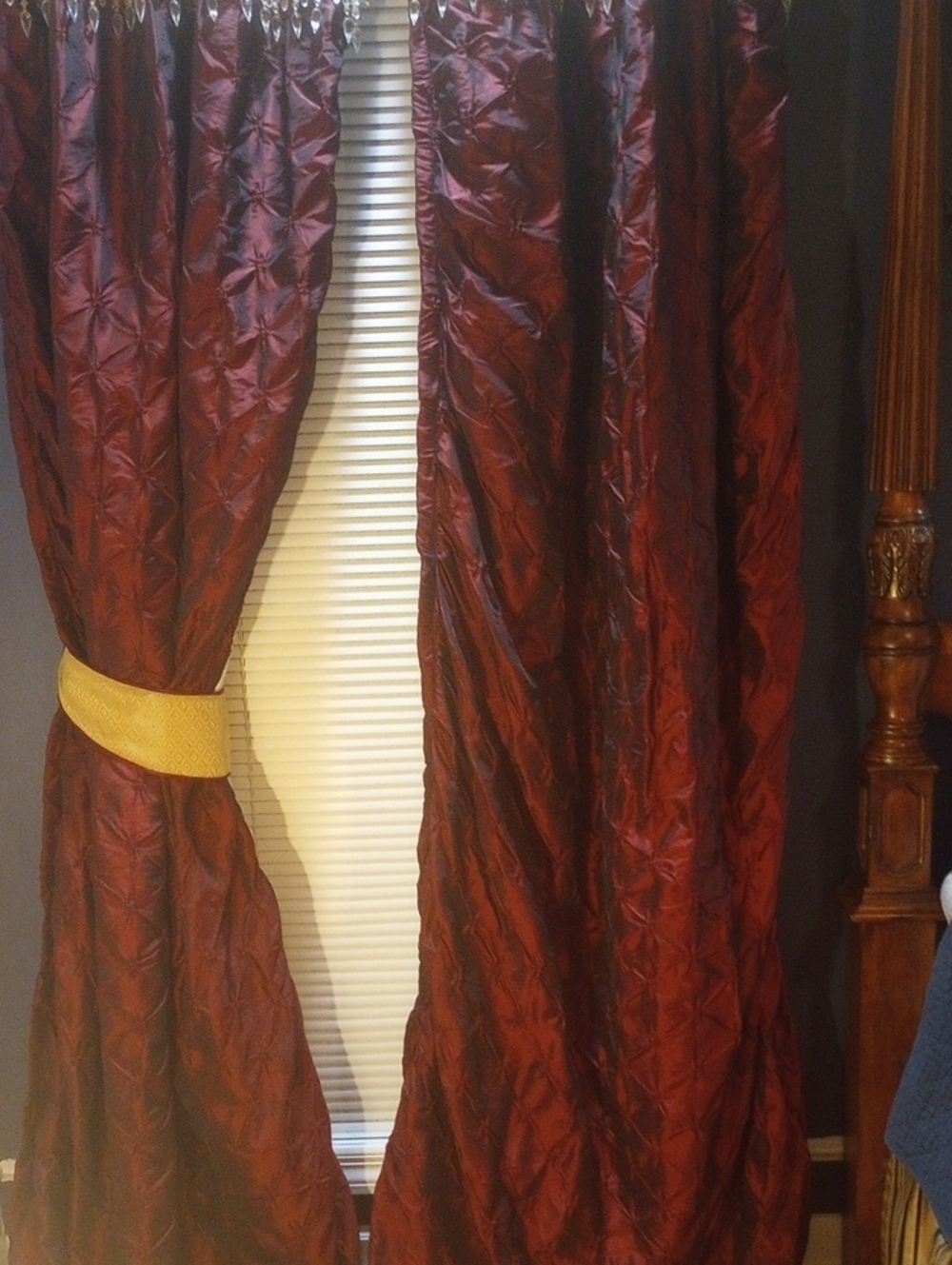 Rich Burgundy and Gold Drapery (This Listing Is For 1 Large Window Only) - Picture 15 of 16